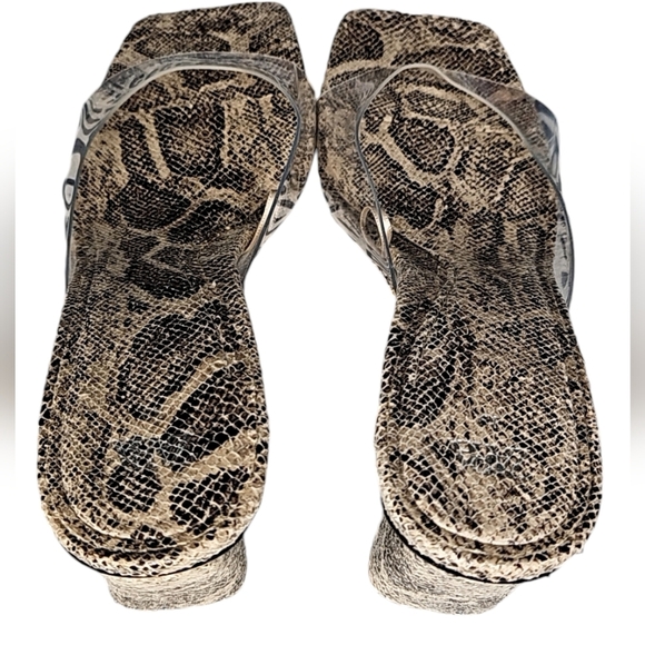 ZARA Animal Print Wedge Sandals Size 8.5 | Snakeskin Platform Heels  Neutral Tan - Picture 9 of 14